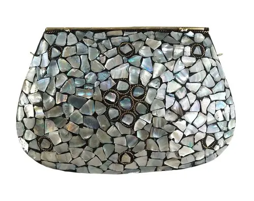
High Quality Handmade Mother Of Pearl and Metal Clutch Purse for Girls Women At Reasonable Price by Art Assembly 