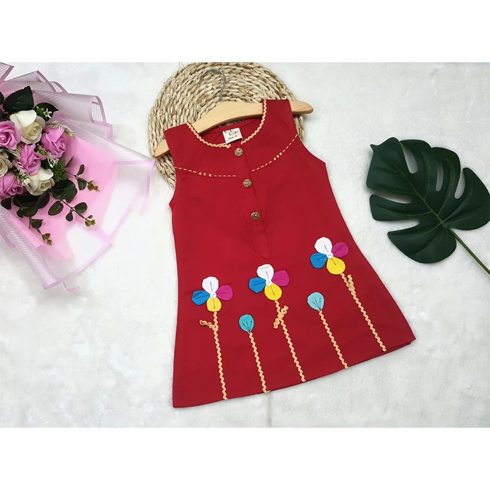 Made In Vietnam - Trending Design Toddler Dress Solid Color Party Frocks Big Skirt For Baby Girls