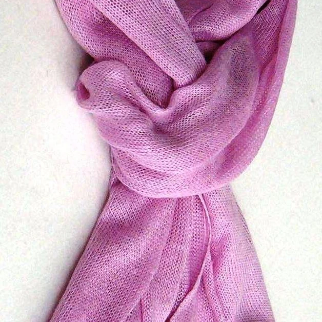 High quality made in Italy plain soft light Summer travel knitted 100% linen shawl scarves for women