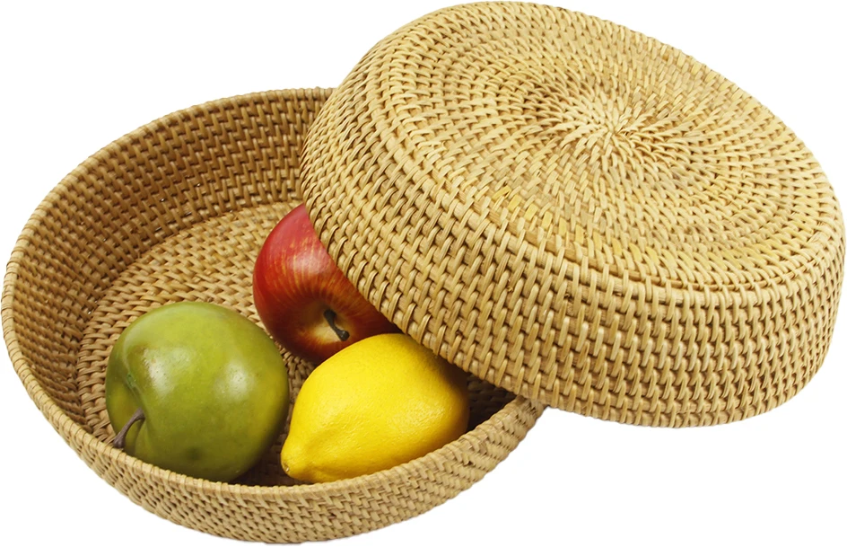 Elegant natural material storage basket Eco-friendly rattan basket handwoven rattan storage basket from Vietnam