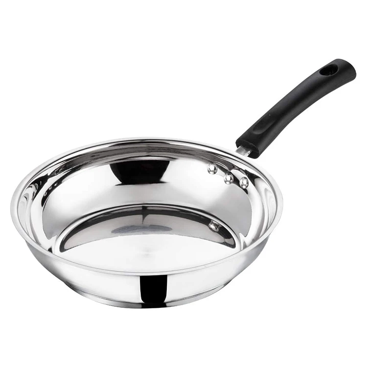 High Quality Durable Stainless Steel Non Stick Frying Pan With Lid Stainless Steel Fry Pan With Lid For Sale