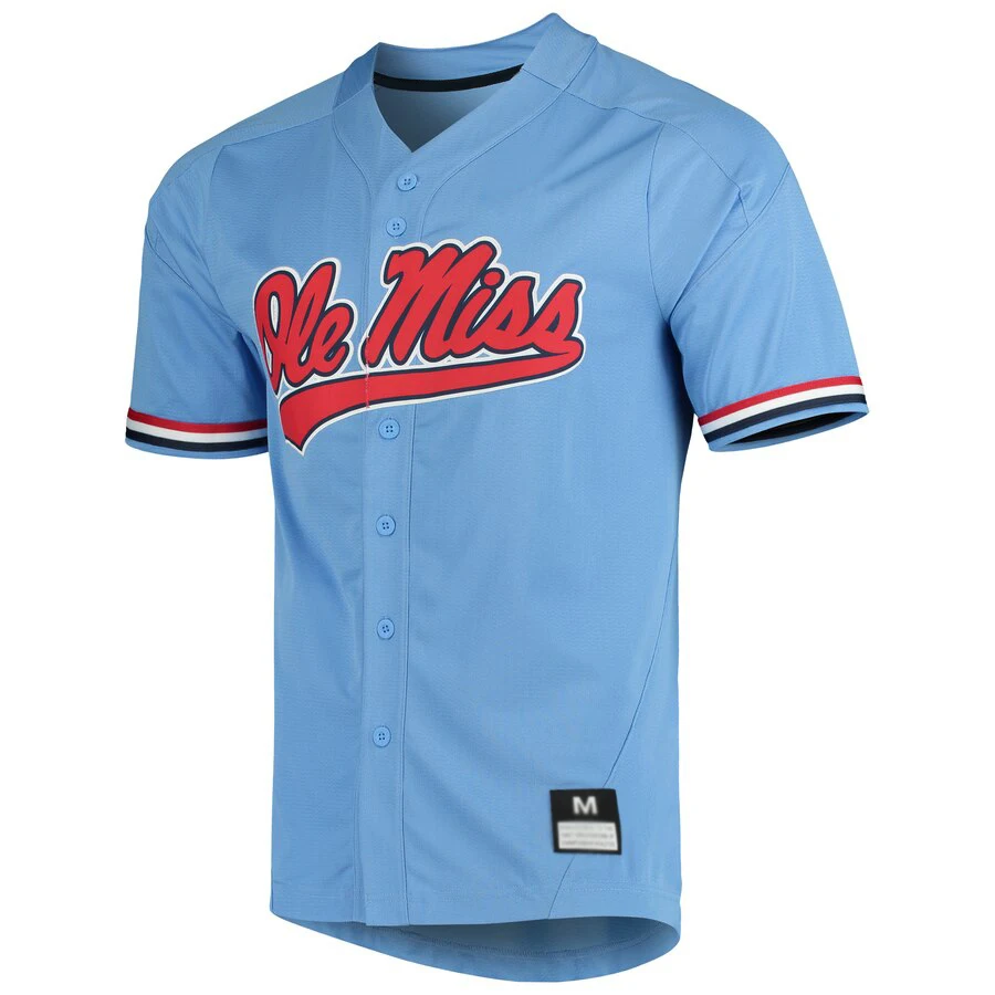 Light Blue Ole Miss Rebels Vapor Untouchable Elite Full-Button Baseball Jersey