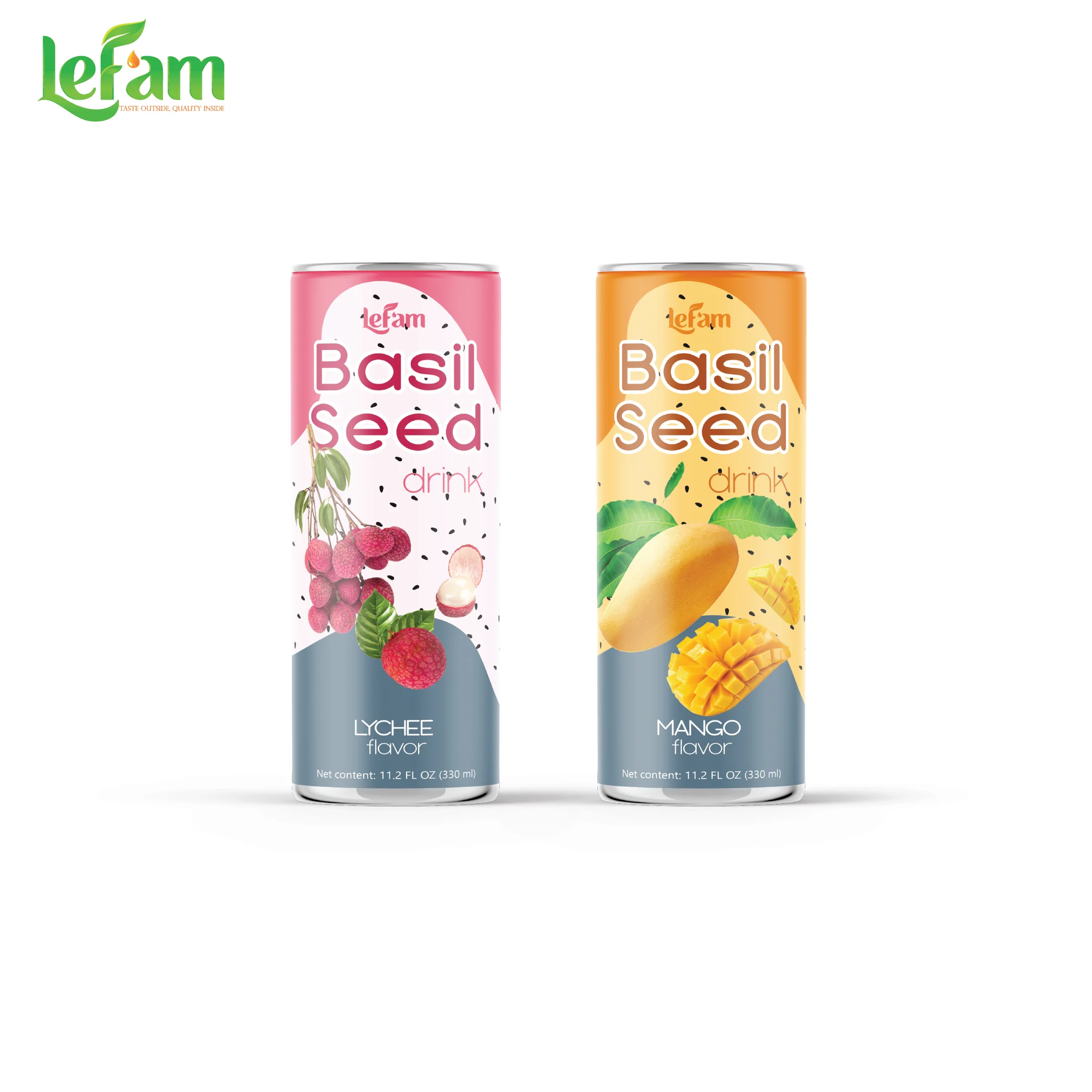 Original natural Organic Materials Basil Seed Drink Lychee/ Mango Low MOQ Private Label No Sugar Wholesale fruit juice drink