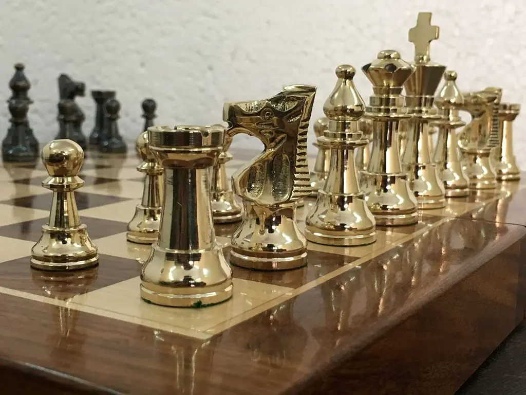 metal chess set/brass game/brass