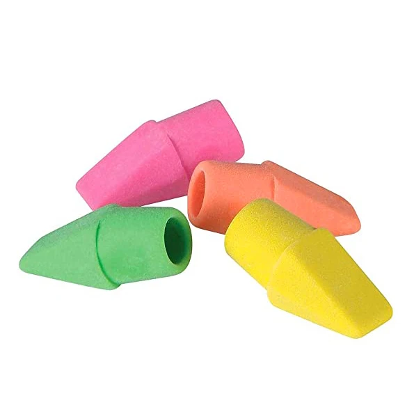 Our best promotional offer 15PCS Pencil Top assorted color exam grade high quality rubber no toxic eraser
