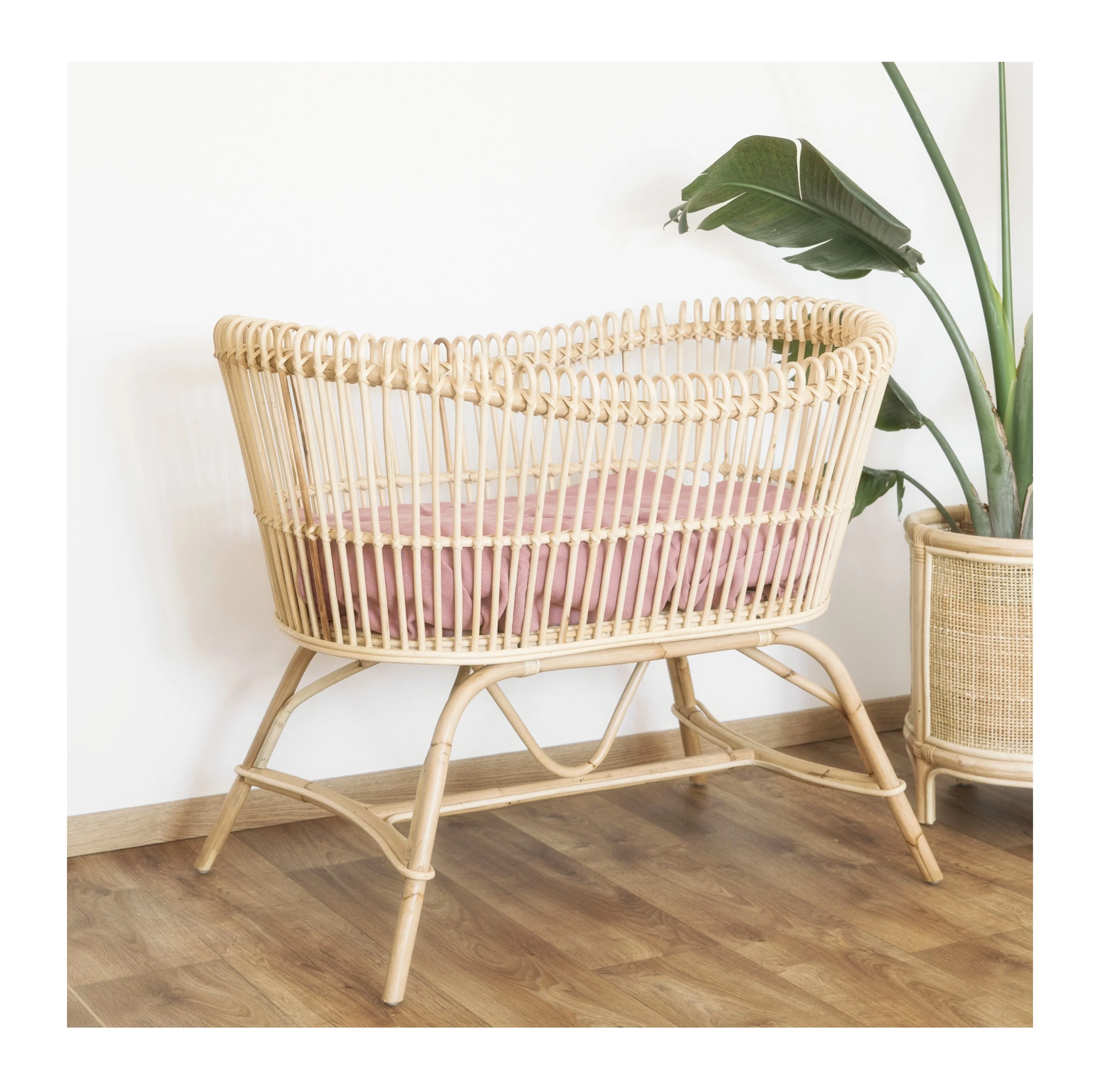 Wholesale Rattan Crib; Natural Wicker Baby Crib; Sleeping Bed Rattan bassinet for infants from Vietnam/ SISU/ RFK-502