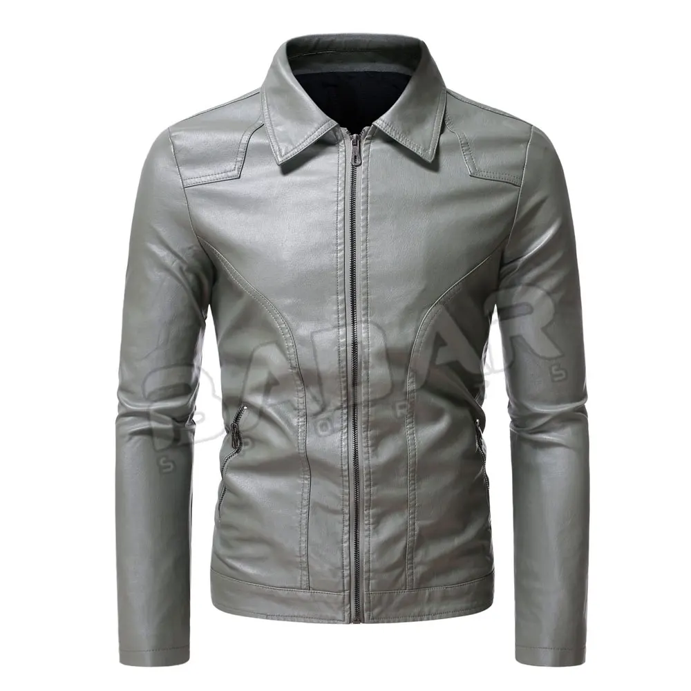 
Мужская кожаная куртка из ПУ кожи, с воротником-стойкой, Осень-зима 2021 