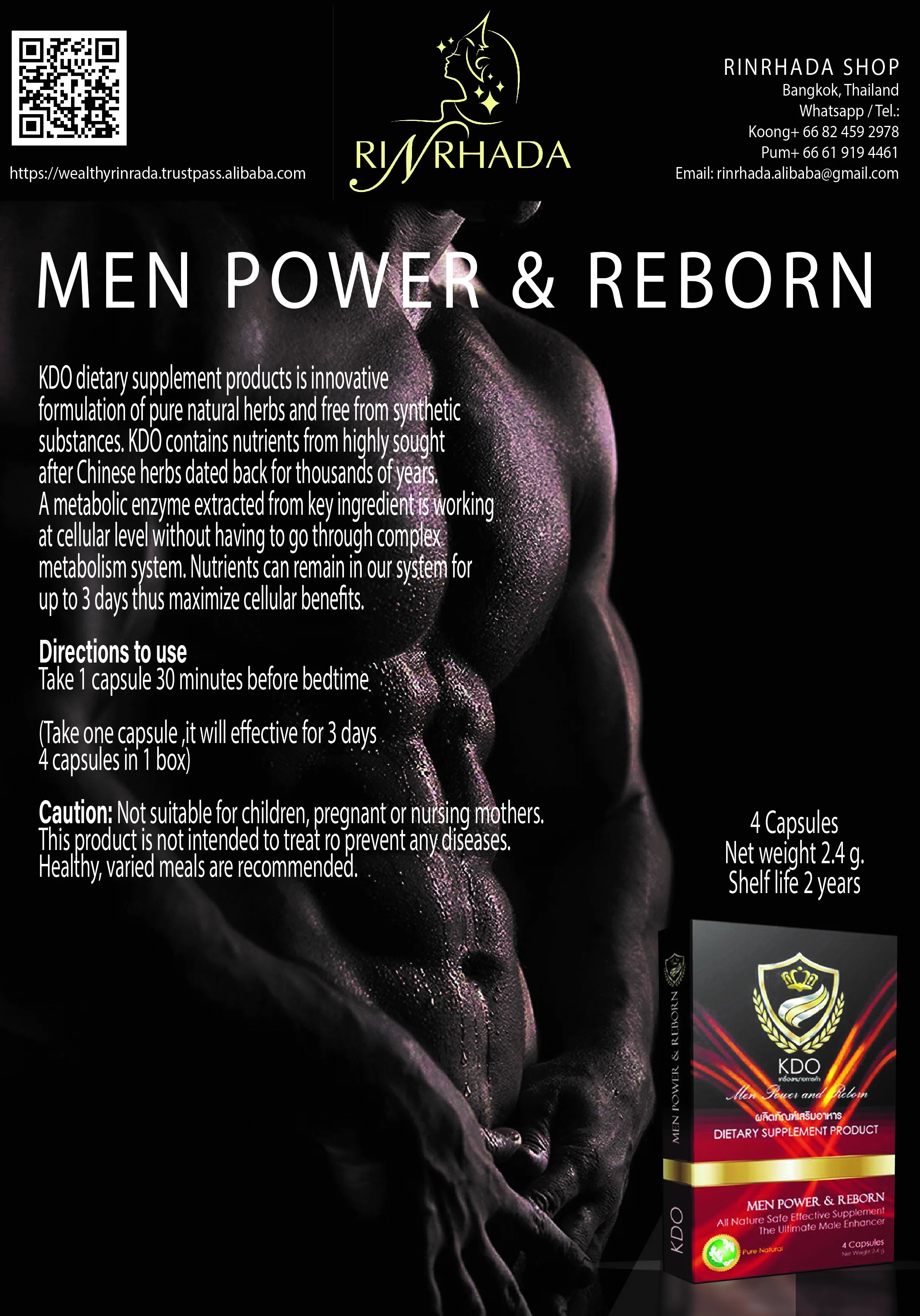 High Quality Product Herbal supplement KDO for Improve Men Power and Reborn in Capsules from Thailand