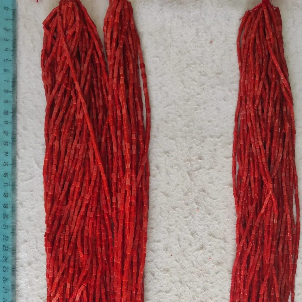 RED ORANGE CORAL SQUARE CUBE BEADS 3 to 5 MM STRANDS  for Making Jewelry Necklace Round Shape A GRADE 18 Inch-45 CM