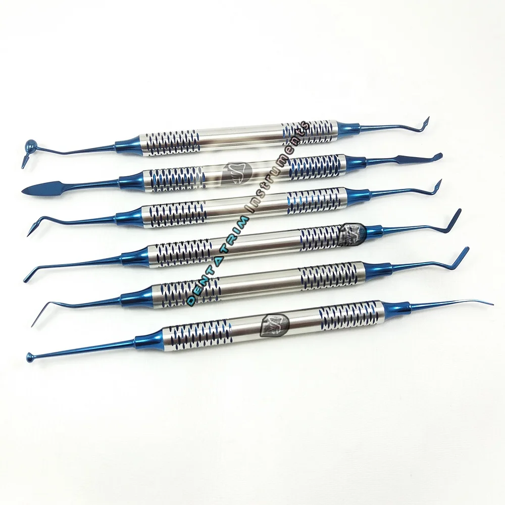 Dental Restoration Composite Filling Instruments Titanium Blue Color Dental Filling Instruments  PK 4 Years Dental Instruments