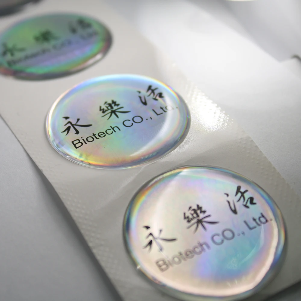 Crystal shape silver metallic foil sticker with dome processing 3D and Resin