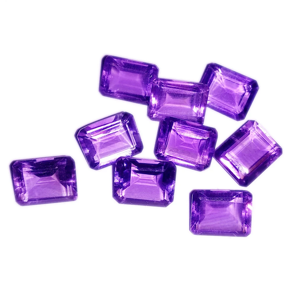 Good Quality Calibrated 6X4 MM Natural Purple Amethyst Loose Stone Faceted Emerald Cut Birthstone Gemstone For Jewelry Making