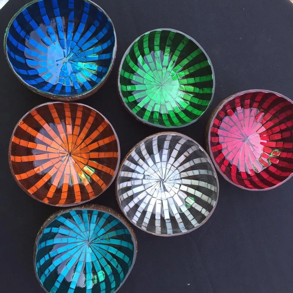 Лакированные кокосовые чаши для Вьетнама набор лаковых кокосовых чаш лакированные ручной работы вьетнамские с кокосовым покрытием