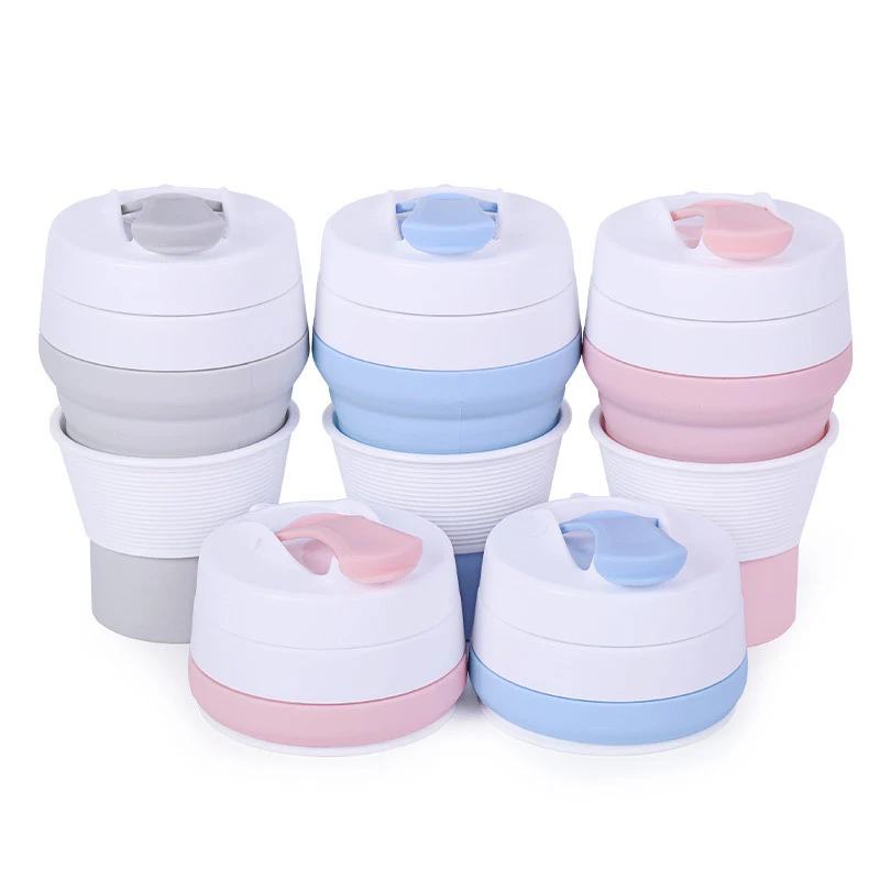 
Portable Flexible folding traveling cup drinking bottle extension type silica gel coffee cup 