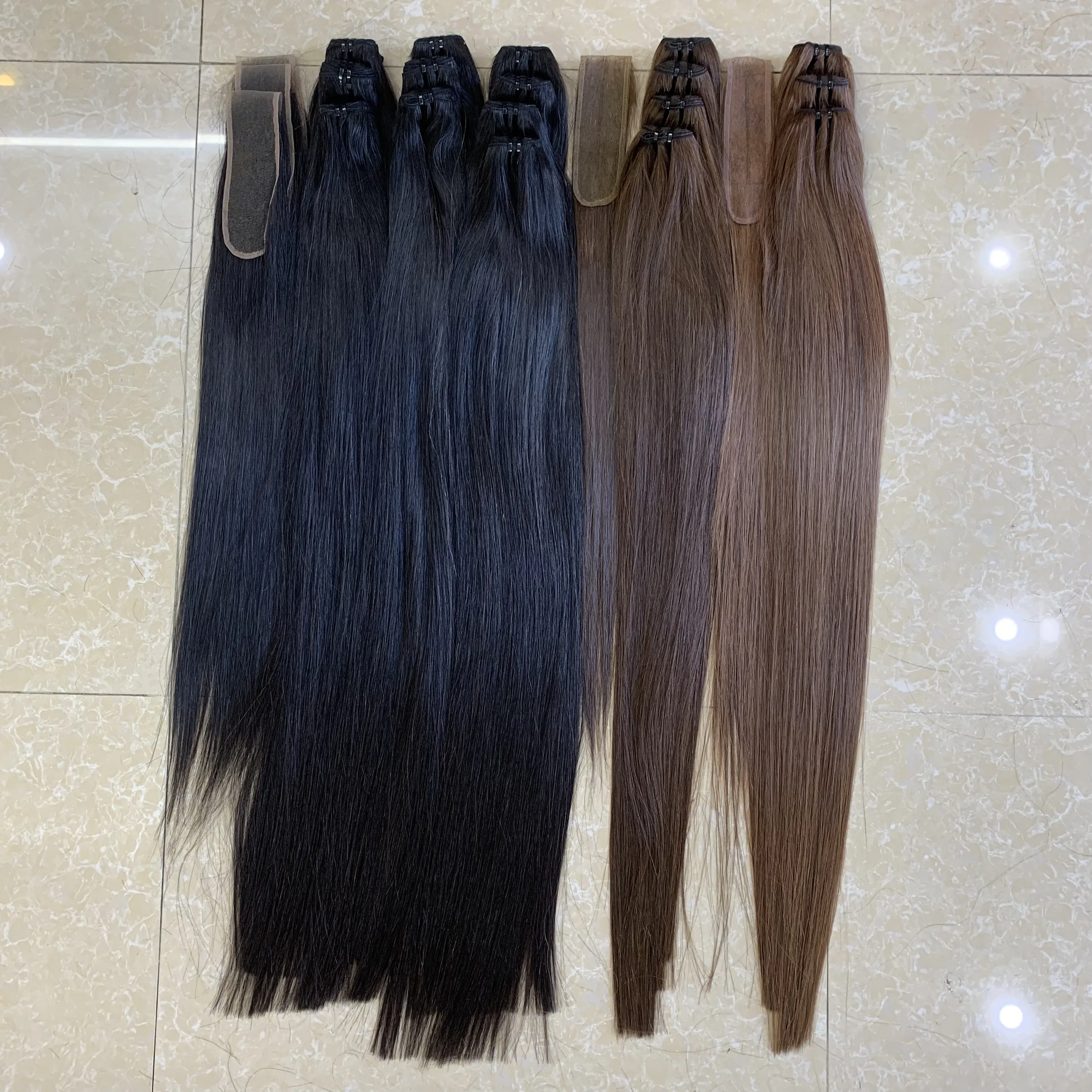 Желто-оранжевые прямые шелковистые накладные человеческие волосы премиум класса