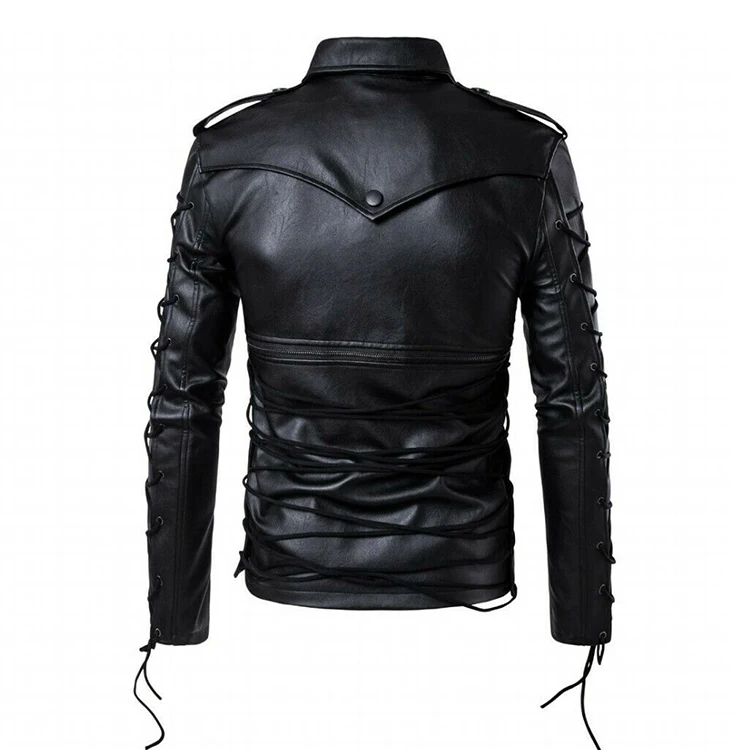 Wholesale Long Sleeve Black Motorcycle Mens Real Splicing Genuine Leather Jacket Mens