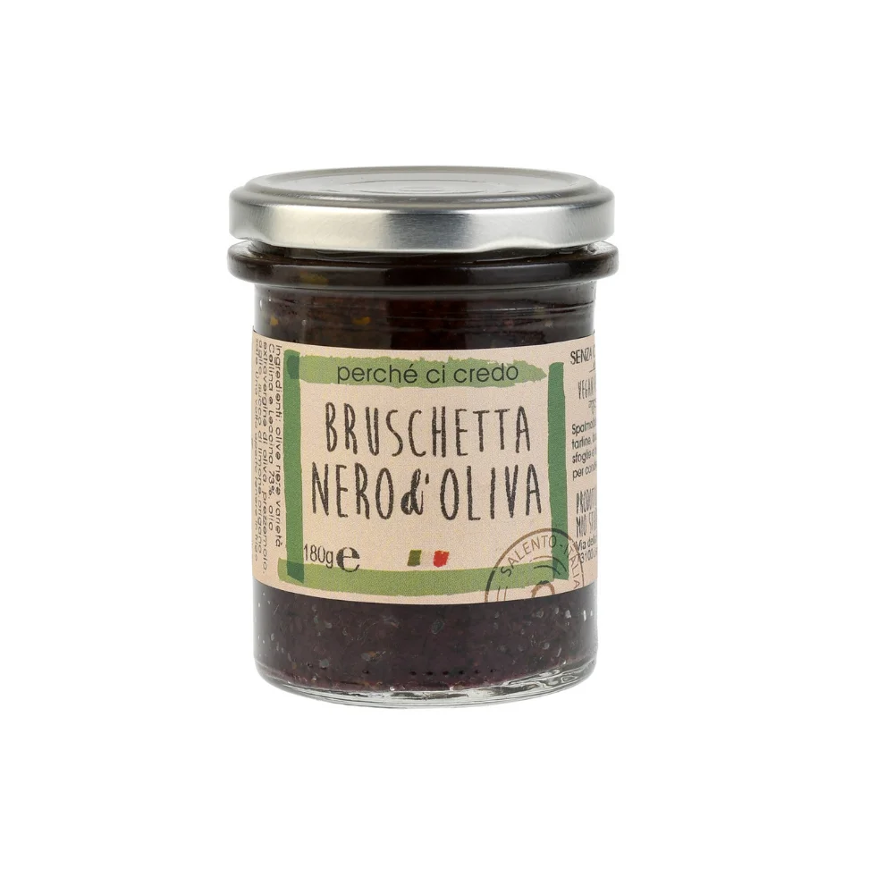 Italian High quality Black olive pesto. Handmade without preservatives. Spreadable, jar 180g