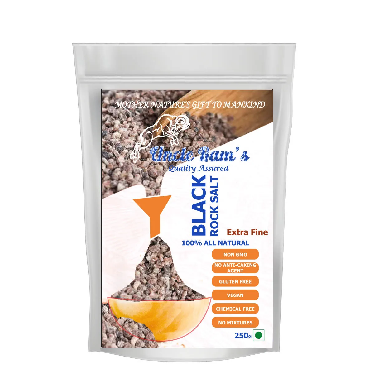 
Black Rock Salt Fine & Coarse Powder For Sale In Pack 250grams Packaging 