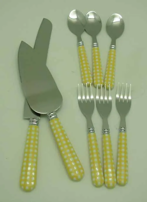 
Yangjiang Factory Wedding set printed PS handle stainless steel flatware cake shovel bread knife Cake server 