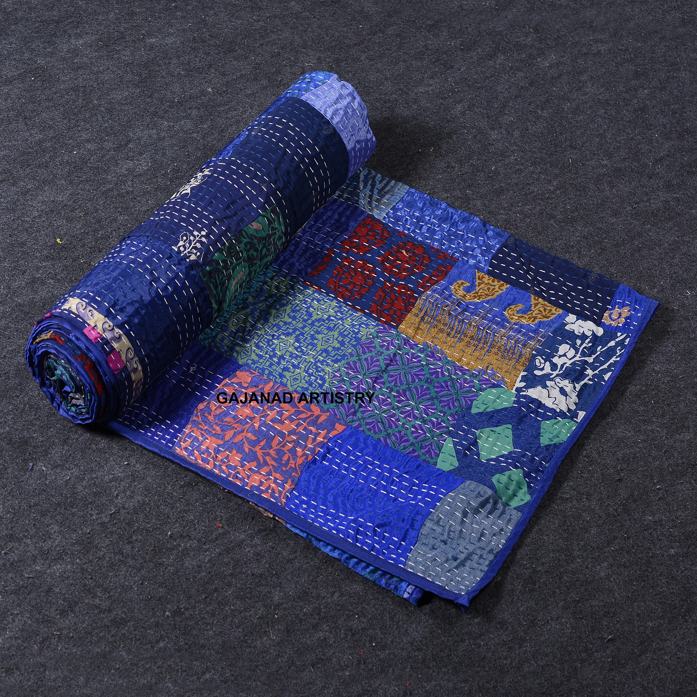 silk kantha indian quilts throw bedspread handmade bedding blanket hippie floral coverlet quilts for bedroom