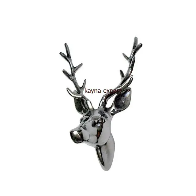 decorative wall hanging metal sculpture antique wall deer metal sculpture silver and white finished decorative hanging sculpture
