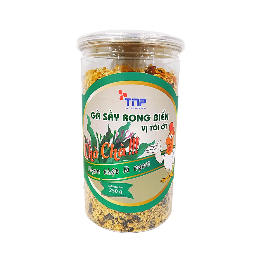 
 Лидер продаж, мясовые закуски, сушеные измельченные курицы с водорослями и ароматом Чили и чеснока, 250 г (банка), вкусная нить для курицы  