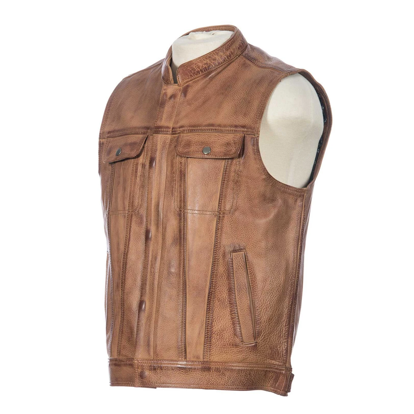 Fashion men leather Autumn and winter Sheepskin wool Vest leather vest motorcycle leather biker customized Vest
