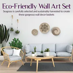 Wholesale Set of 3 Cheapest Price Seagrass Basket Wall Hanging Decor for Home Decorations Vietnam Supplier