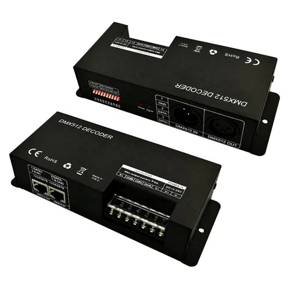 DMX 512 3CH 4CH x 8A декодер светодиодный контроллер 3 канальный вертолет 4-канальный драйвер RGB/RGBW Светодиодная лента с напряжением 12-24 В постоянного тока