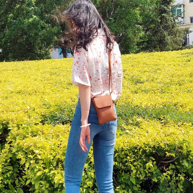 Universal Leather Cell Phone Shoulder Pocket Wallet Pouch Bag Case Mobile Phone Bag Purses