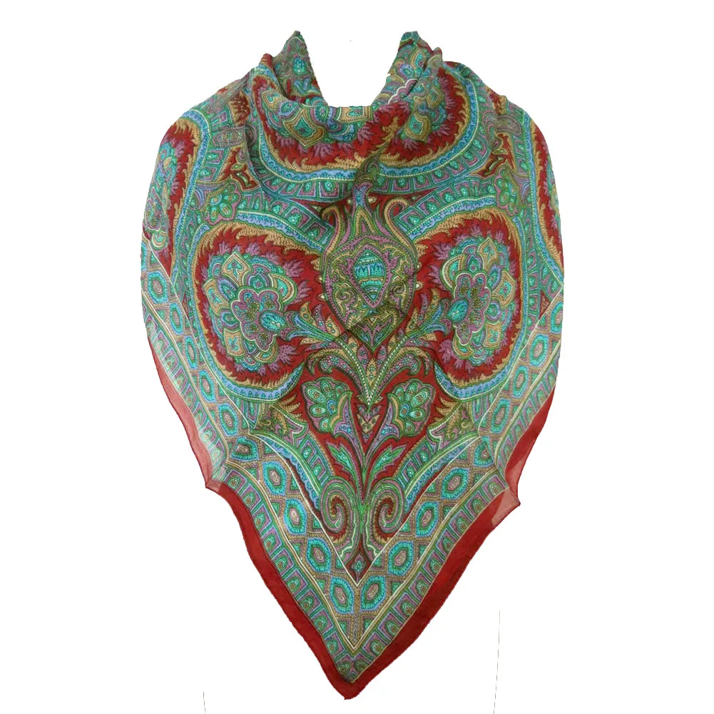 Beautiful Indian Handmade Pure Silk Scarf/Shawl/Wrap, Hand Printed Vintage Reversible Scarf For Woman