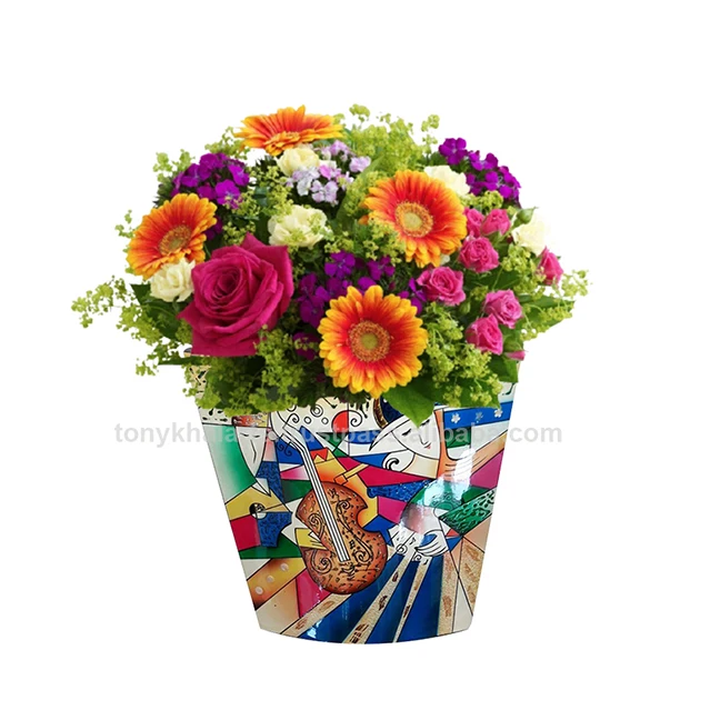 Классическое и художественное украшение ваза с длинным горлом лаковая для цветов LH-001 Всесезонная сделано во Вьетнаме