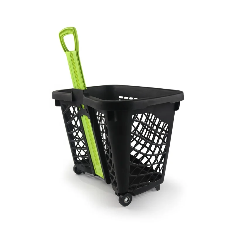 45L корзина рулон продуктовые корзины пластиковая корзина для покупок на колесиках, корзина-тележка для супермаркета