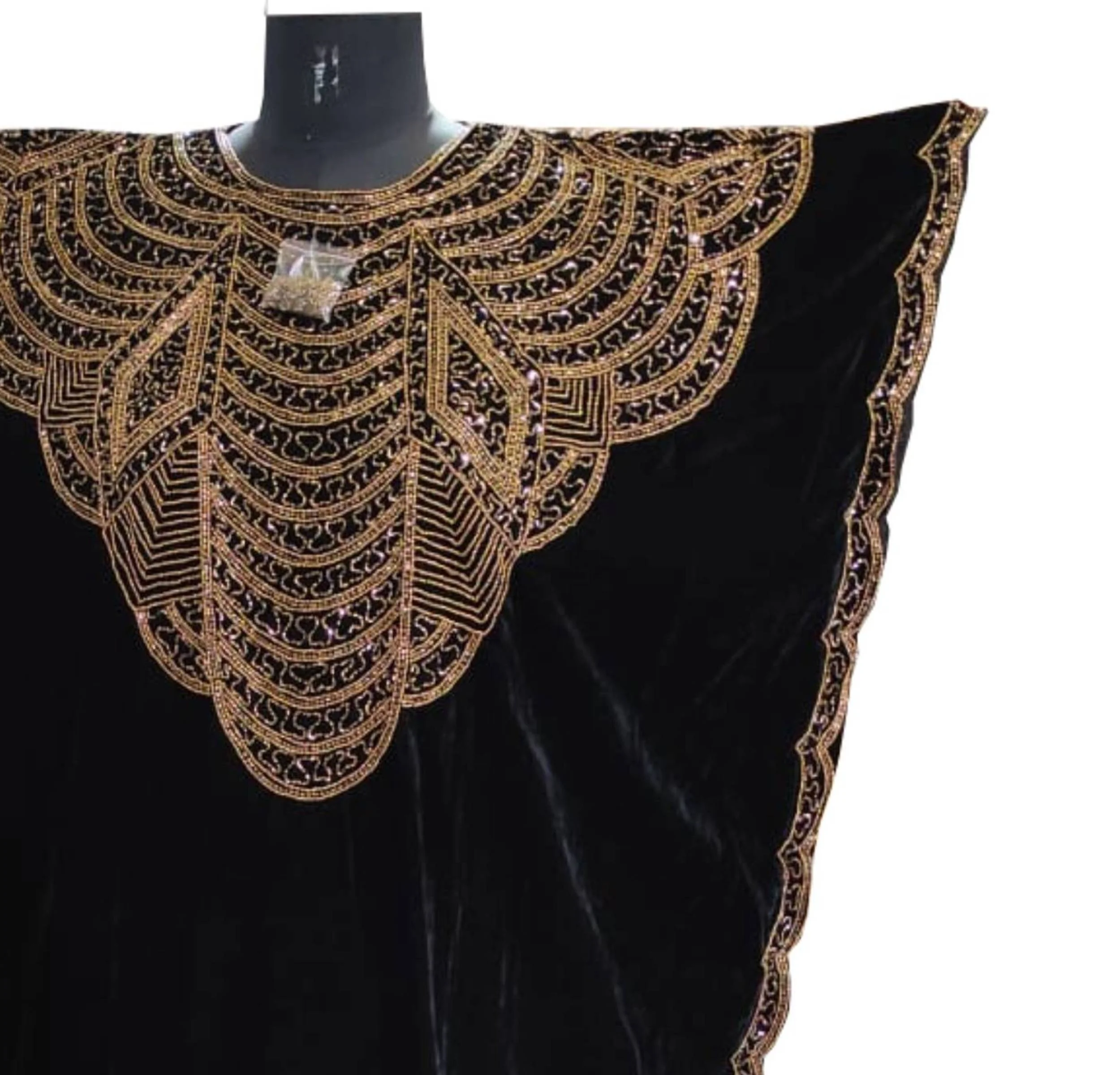 Лидер продаж стильное качественное Черное вечернее бархатное платье-Кафтан в стиле Дубая с вышивкой вручную