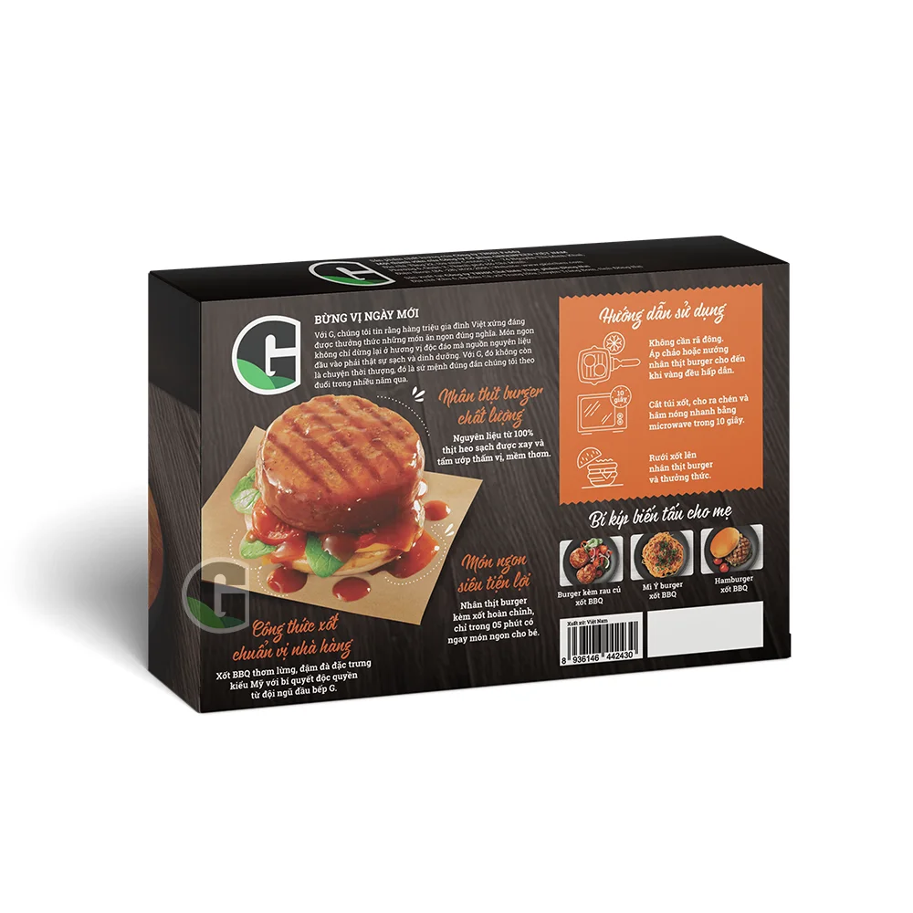 Специальный свиной гамбургер с соусом для барбекю, высокое качество (замороженные), тщательно упакованный и вкусный вкус из Вьетнама