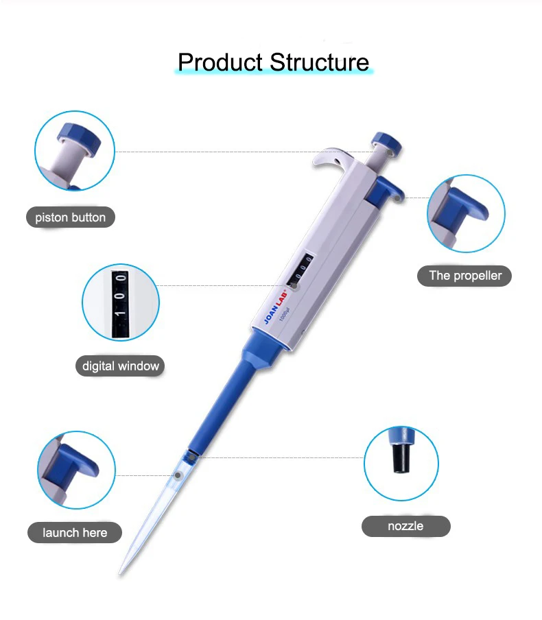 10ul Laboratory Biochemical Durable Single Channel Adjustable Volume Micro Pipette