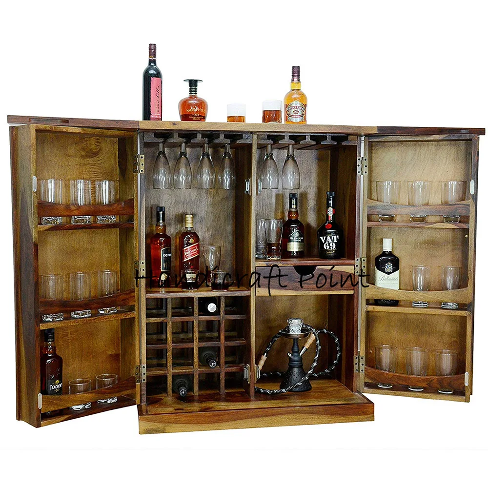 Stylish Brown Bar Cabinet With Wine Glass Storage 1 (10000000761095)
