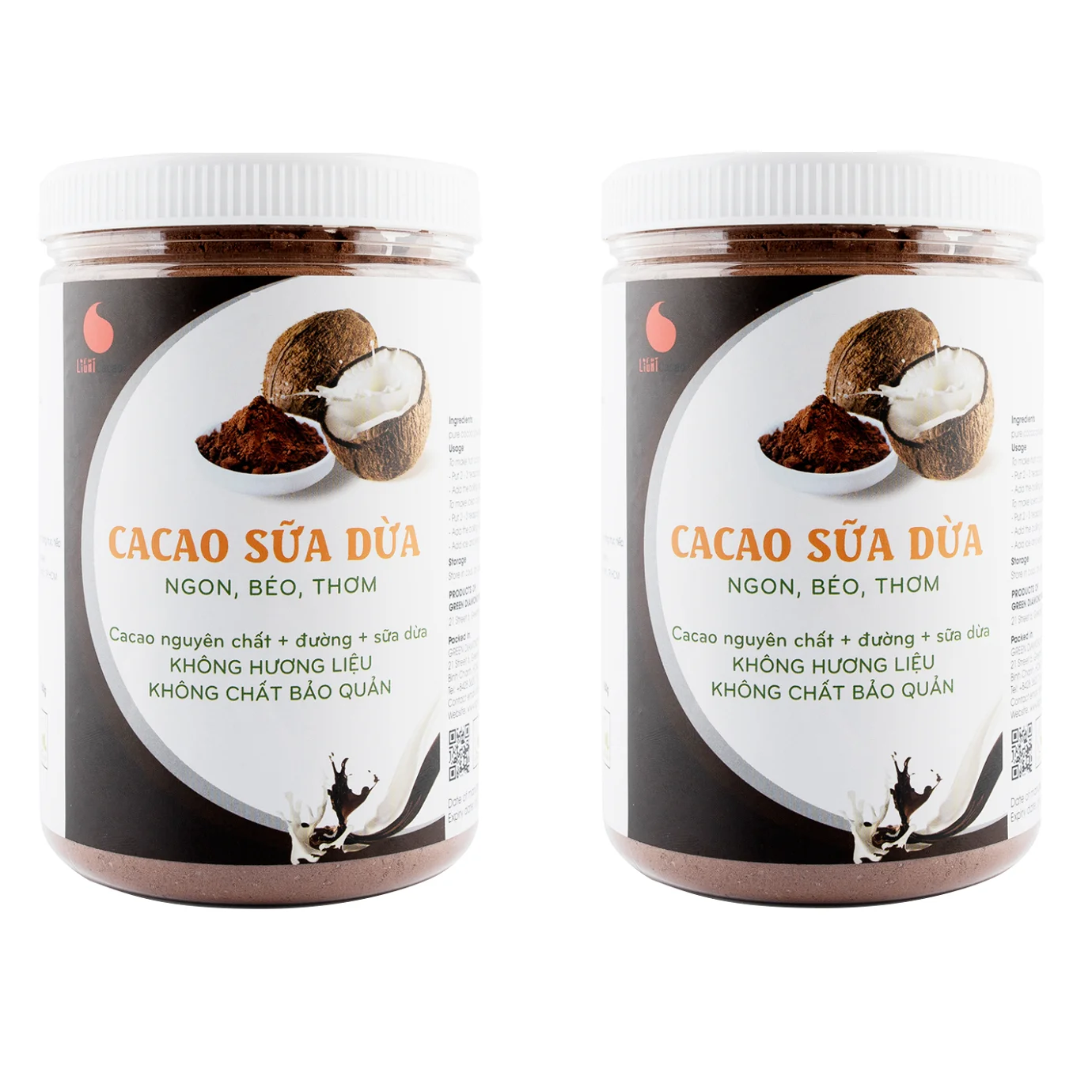 
24 Months Shelf Life CACAO Coconut Jar 550g Best Raw Cocoa Powder Ingredient From Vietnam 