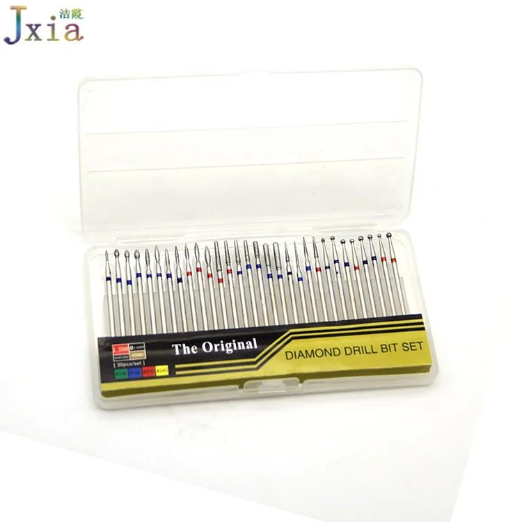 Jiexia пластиковый чехол Упаковка маникюрные кутикулы чистые инструменты 30 шт алмазные сверла для ногтей набор