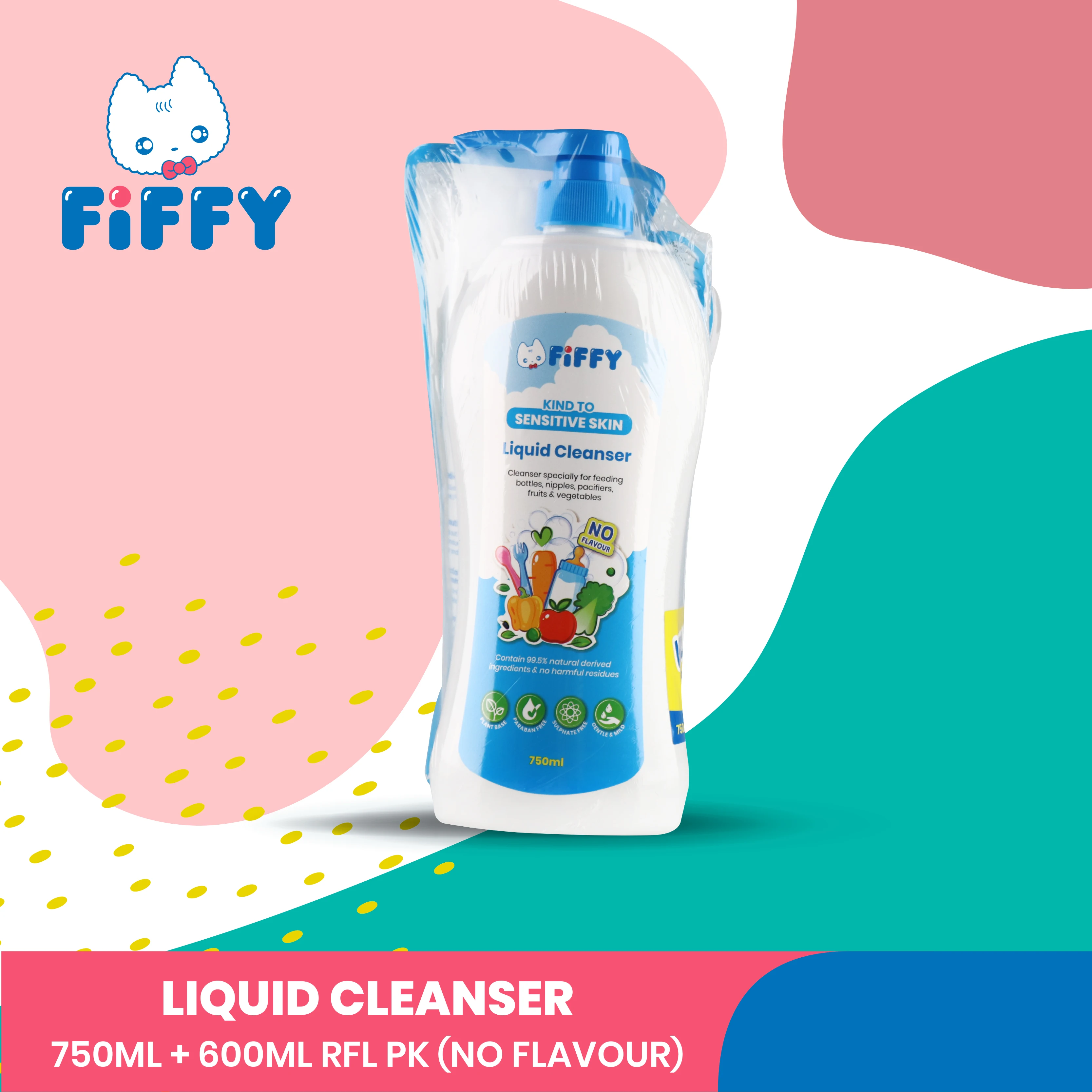 FIFFY Baby Plant Based Bottle wash, Fruit and Vegetable Wash Baby Bottle Washing Liquid Cleanser (NO Flavor)