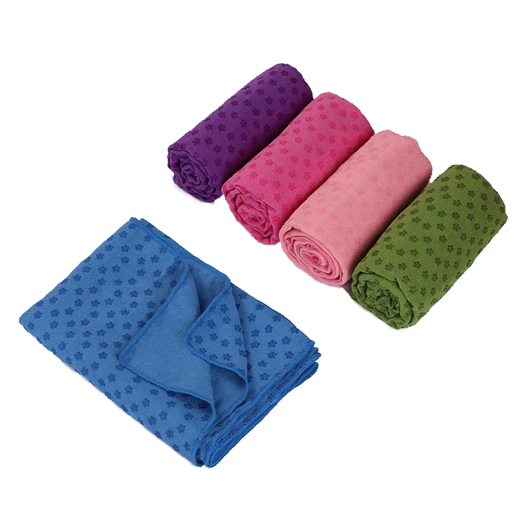 
Customizable Multi-color Microfiber Embroider Grip Sport Non Slip Flower Pattern Yoga Towel 