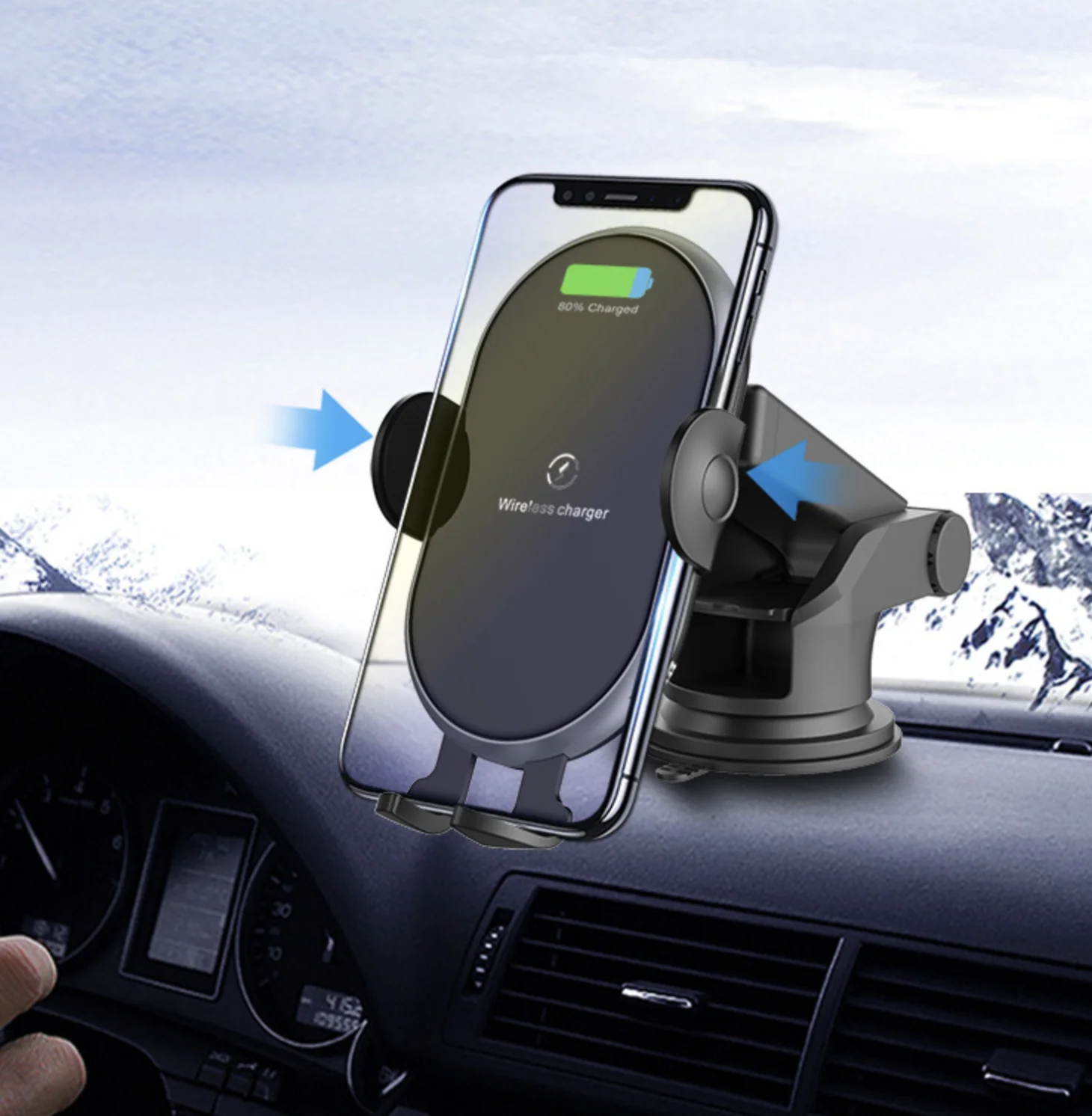 
Automatic Sensor Phone Holder Wireless Charger (Car Vent Clip Net/Dash Board Stand) 
