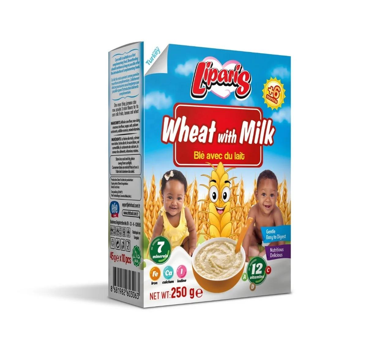 Злаки с молочной пшеницей + мед + даты 250 г, Халяльные Детские хлопья