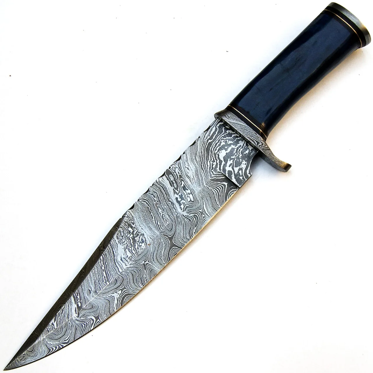 Handmade Damascus Steel Skinner Knife With Camel Bone Handle With Fine Leather Sheath.