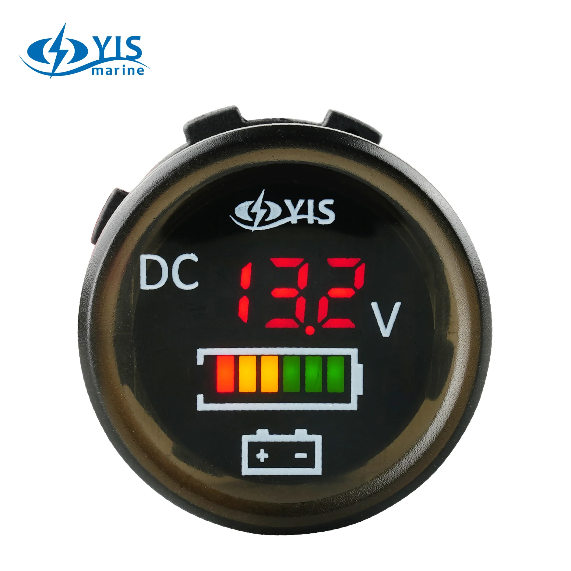 YIS Marine DC 12/24V IP67 Waterproof Round Digital Battery Voltage Meter 12v volt voltmeter for marine boat motorcycle car