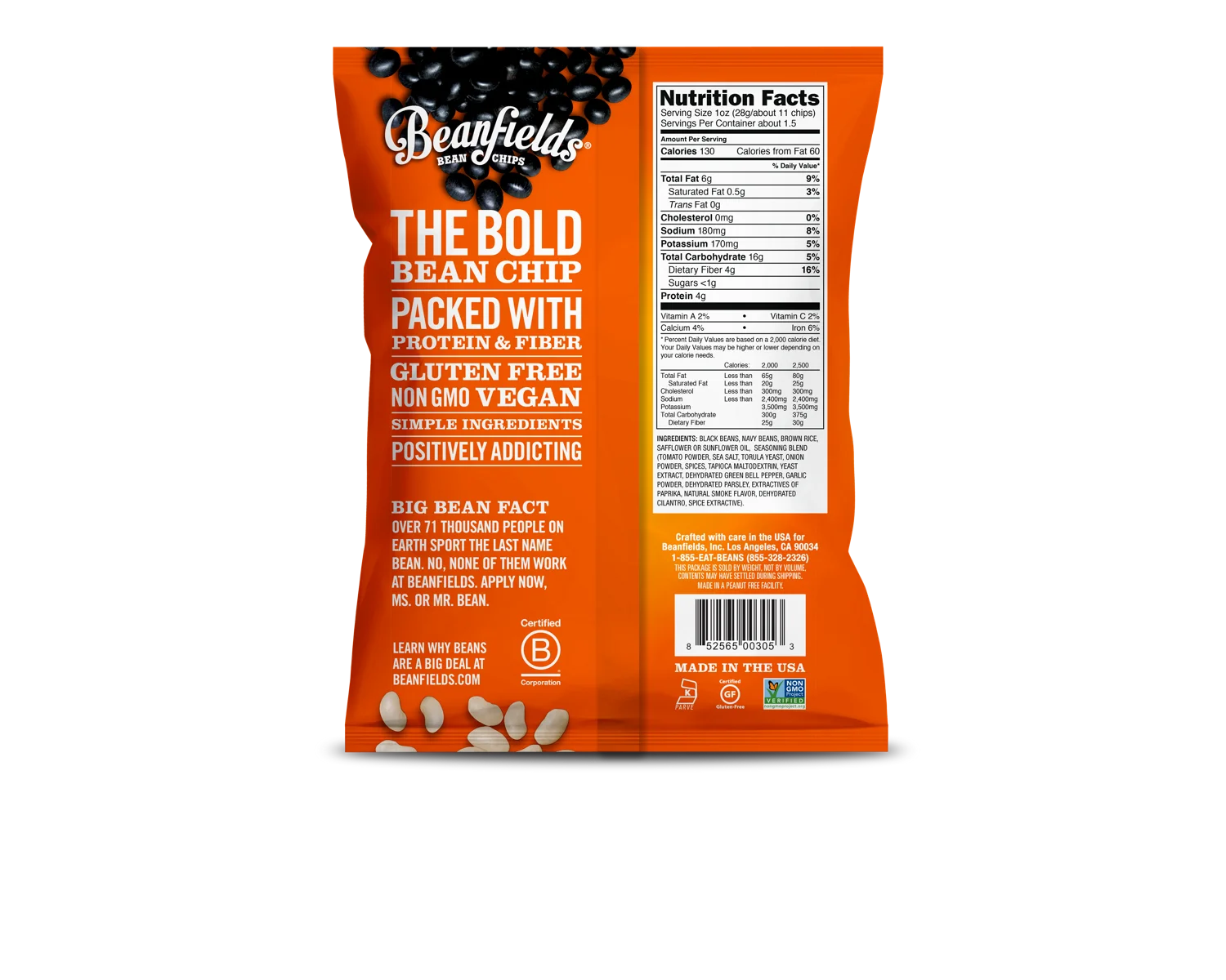 
Bean Chips Beanfields Pico De Gallo Vegan Bean Chips 1.5oz Case Made IN USA 