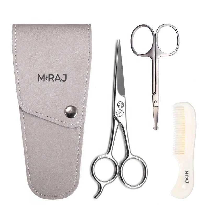 Mens Beard Grooming Kit with Stainless Steel Hair Scissors Sharp Cutting Blades for Haircut Beauty Products