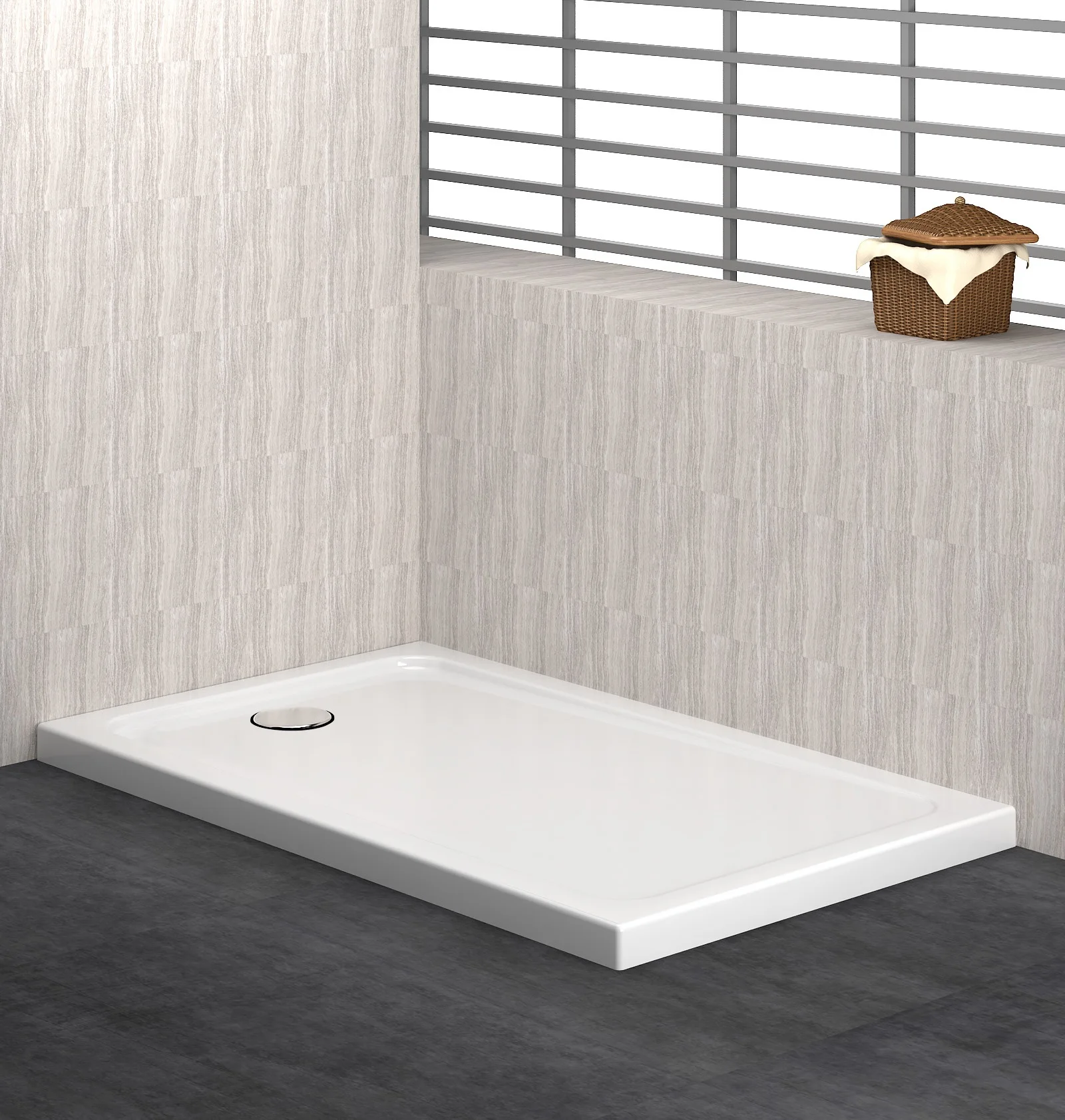 
Rectangular Acrylic Deep Monoblock Slim Flat Bath Base Shower Tray 