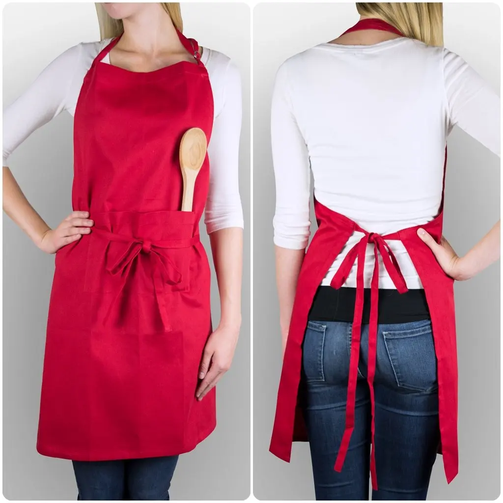 Chef Apron-Cross Back Apron for Men Women with Adjustable Straps and Large Pockets,Canvas,M-XXL ,Black