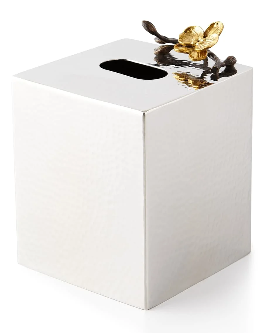 decorative golden leaf tissue box